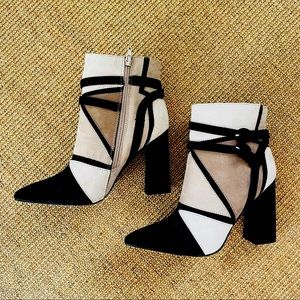 Brand new never worn Beige & Black booties.